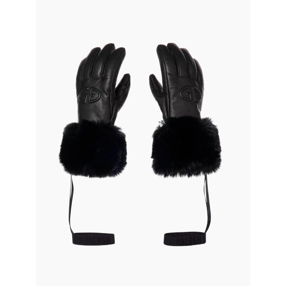 Goldbergh Black Fur-Trimmed Leather Gloves